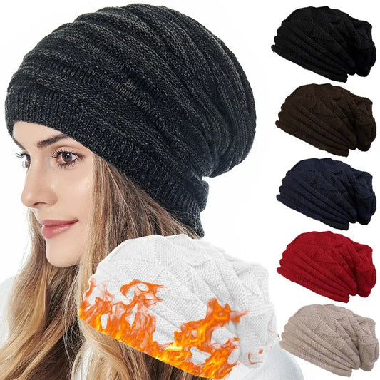 Knitted Baggy Beanie Oversized Winter Hat Ski Slouchy Cap Skullies Beanies Women Men Folding Soft Wool Warm Caps Beanies Unisex