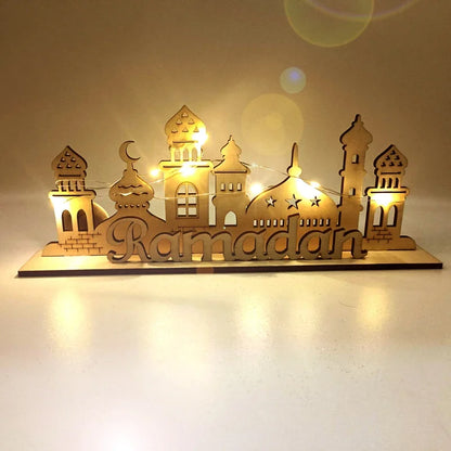 Ramadan Decorations Wooden LED Light Table Ornaments Islamic Muslim Eid Mubarak Supplies