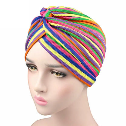 Women Knitted Striped Turban High Quality Breathable Turban Hat Headband Headwear For  Hijab Hair Accessories