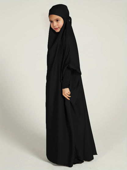 Ramadan  Muslim kids Girls Abaya Solid Long Kaftan