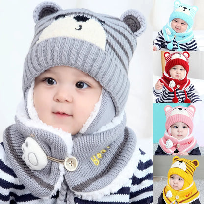 Unisex Winter Kids Stripe Knit Hat