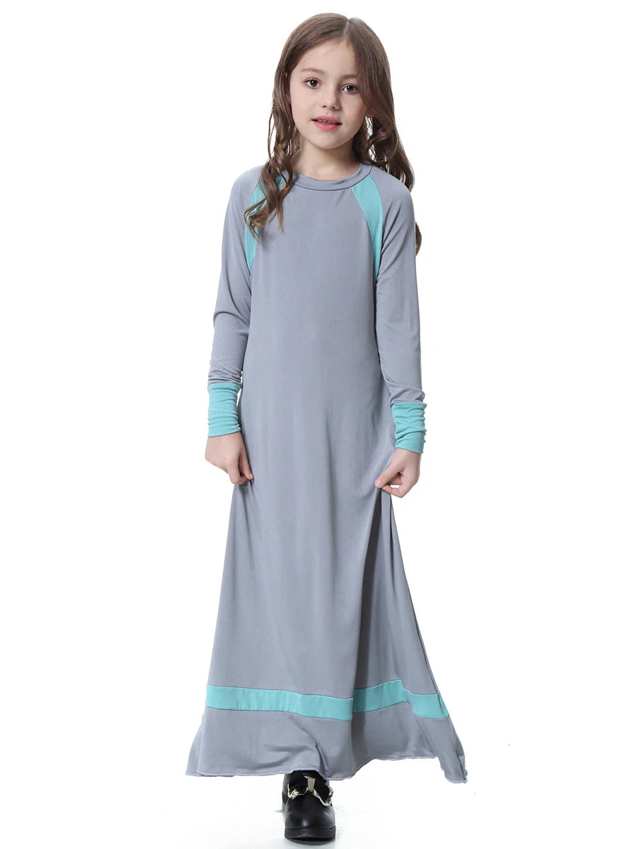 Girls Muslim Abaya Kids Long Sleeve Maxi Dress Turkey Arab Kaftan Islamic Party Holiday Gown Prayer Kaftan Robe Child Clorhing