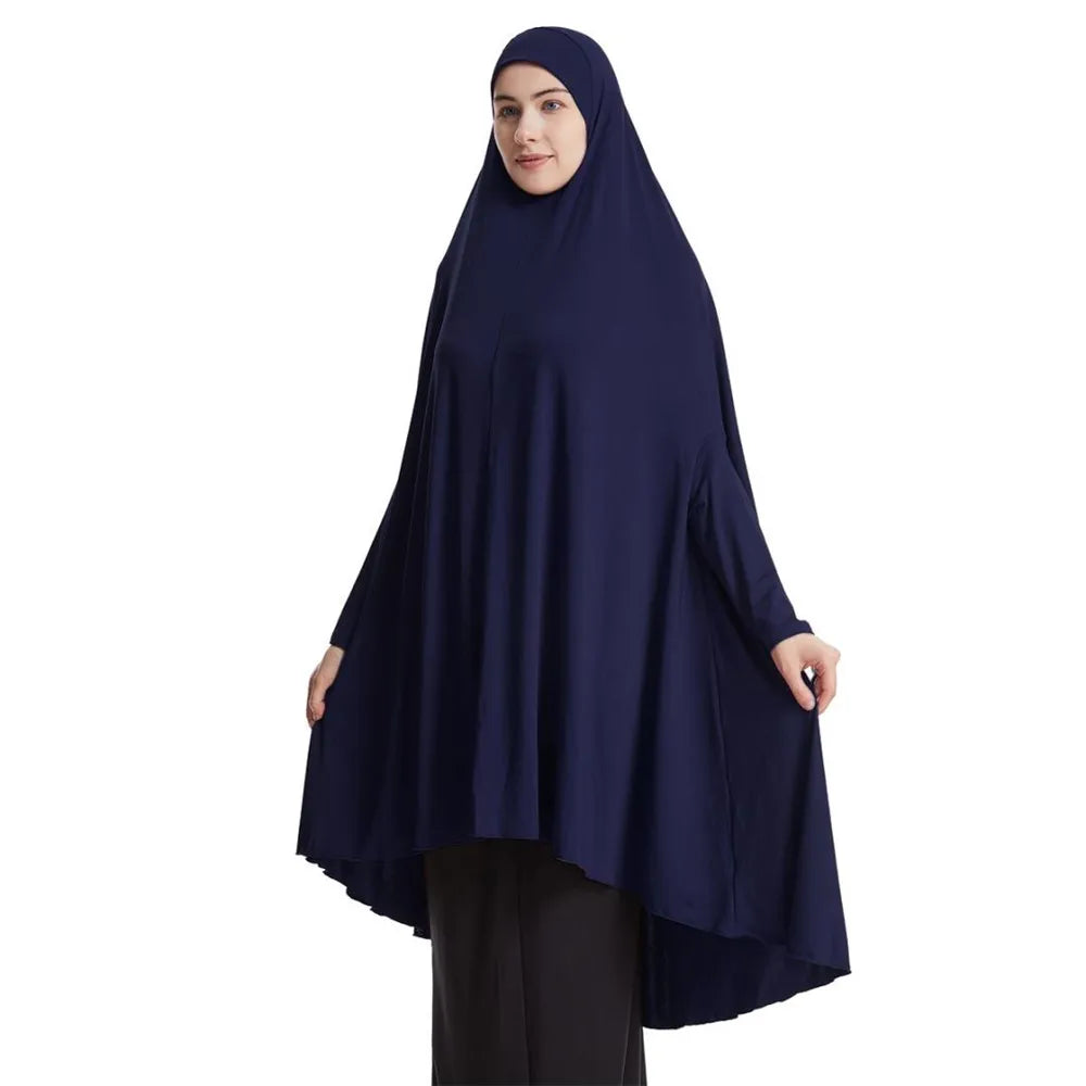 Eid Ramadan Prayer Garment Long Khimar Islamic Women Overhead Hijab Abaya Caftan Muslim Women Arab Tops Scarf Hooded Burqa Nikab