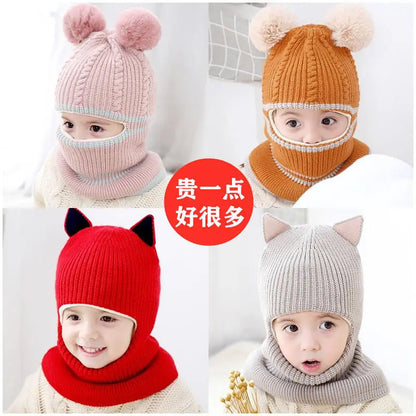 Baby Winter Hat Pompom Cartoon Children Knitted Hats