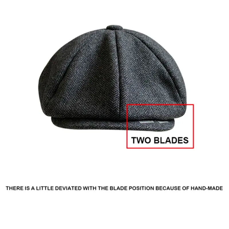 Vintage Men's Newsboy Cap With Blades Peaky Blinders Women Men Berets Classic Woolen Octagonal Caps Casual Gatsby Flat Hat