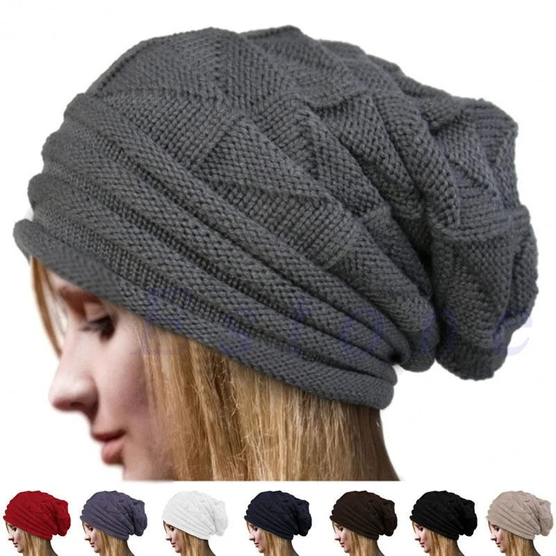 Knitted Baggy Beanie Oversized Winter Hat Ski Slouchy Cap Skullies Beanies Women Men Folding Soft Wool Warm Caps Beanies Unisex