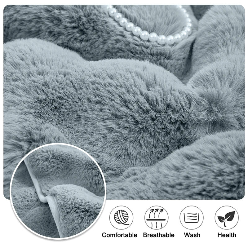 Thicken Sofa Covers Rabbit Plush Sofa Towels Non-slip Couch Slipcover Soild Color Universal Sofa Mat For Living Room Modern Home