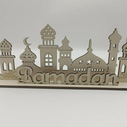 Ramadan Decorations Wooden LED Light Table Ornaments Islamic Muslim Eid Mubarak Supplies