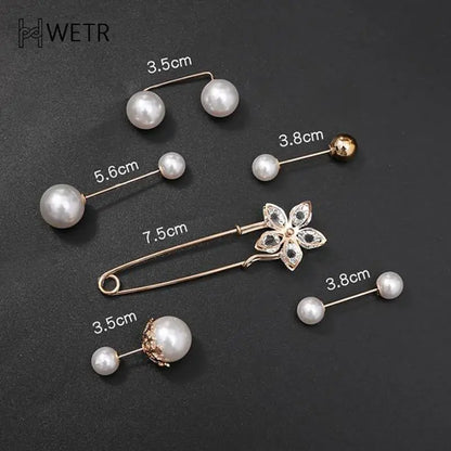 1Set Fashion Clothing Brooches Waist Adjustment for Women Pearl Lapel Pin Sweater Dress Brooch Pins Badge Buckle DIY Accessories