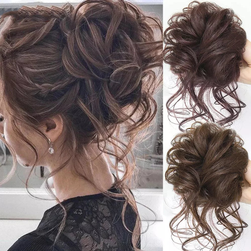 Curly Messy Bun Hair Piece