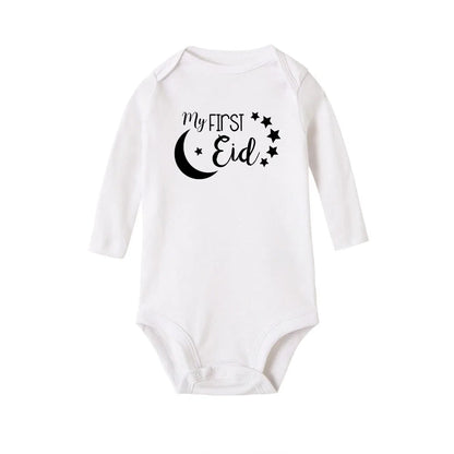 My First Eid Newborn Baby Long Sleeve Romper Fashion Casual Infant Clothes Eid Mubarak Outfit Clothes Islamic Holiday Best Gifts