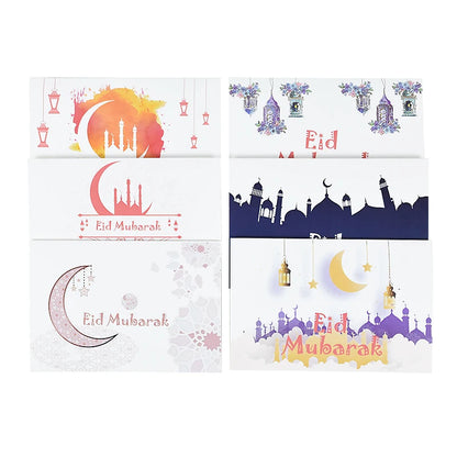 18Pcs/Set Eid Mubarak Greeting Cards Eid al-Fitr Greetings Cards Ramadan Note Cards with Envelopes Muslim Islamic Party Supplies