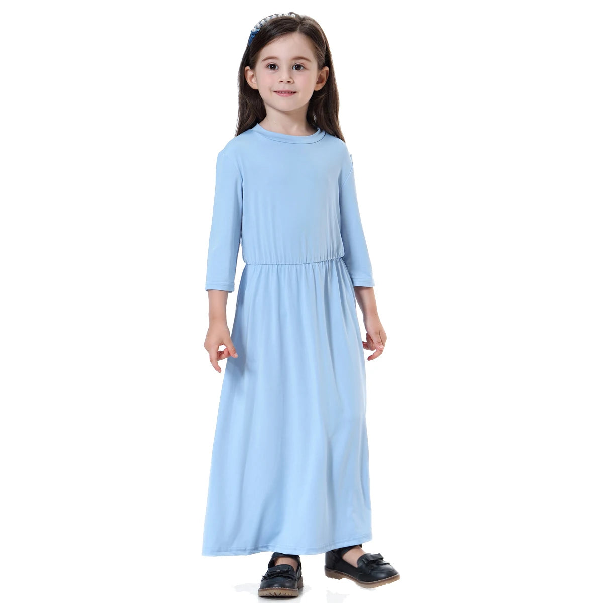 Girls Muslim Abaya Kids Long Sleeve Maxi Dress Turkey Arab Kaftan Islamic Party Holiday Gown Prayer Kaftan Robe Child Clorhing