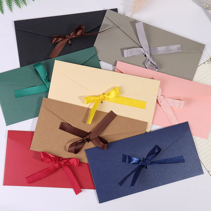 10PCS/Lot High Quality Ribbon Paper Envelopes Pearlescent Paper DIY Wedding Business Invitation Envelopes Gift Envelopes