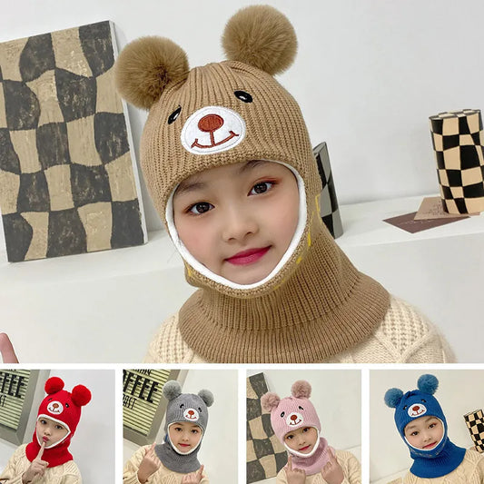 Baby Winter Hat Pompom Cartoon Children Knitted Hats