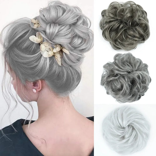 Messy Bun Hair Extension Synthetic Elastic Band Curly Wave Chignon Scrunchies Donut Updo Hairpiece For Women