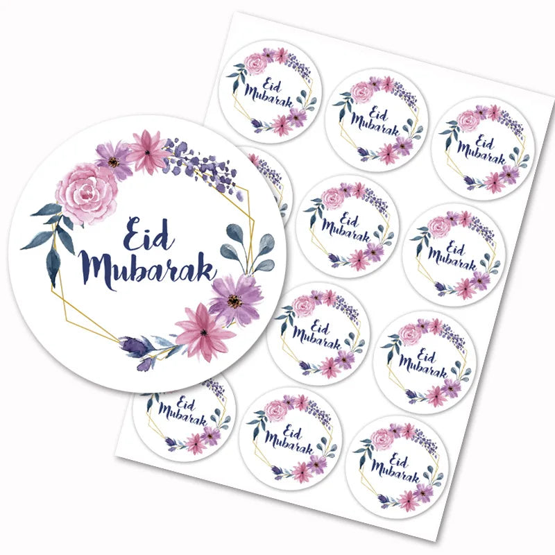 60/120Pcs Ramadan Eid Mubarak Decoration Gift Sticker Label Gift Box Seal Sticker Islamic Muslim Eid Mubarak Holiday Decorations