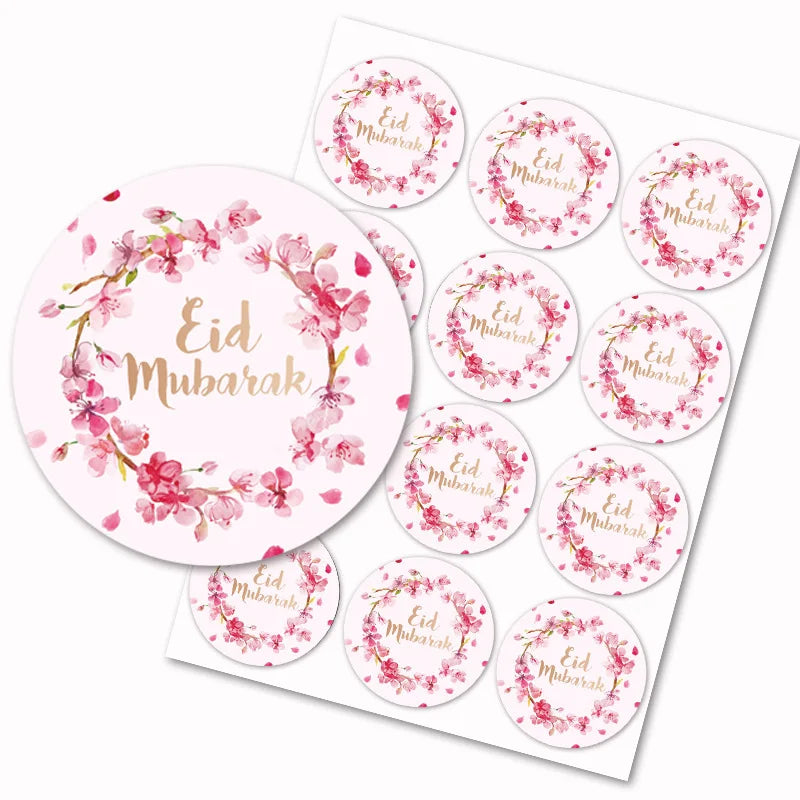 60/120Pcs Ramadan Eid Mubarak Decoration Gift Sticker Label Gift Box Seal Sticker Islamic Muslim Eid Mubarak Holiday Decorations