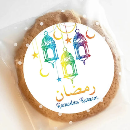 90/120pcs Eid Mubarak Paper Sticker Labels Ramadan Gifts Candy Bag Packing Self-adhesive Stickers For Islamic Muslim Party Decor