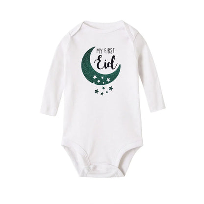 My First Eid Newborn Baby Long Sleeve Romper Fashion Casual Infant Clothes Eid Mubarak Outfit Clothes Islamic Holiday Best Gifts