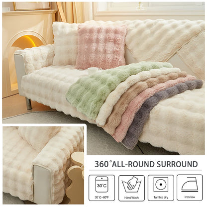 Thicken Rabbit Plush Sofa Slipcover Universal Non-slip Super Soft Sofa Towel Couch Cushion For Living Room Modern Home Decor