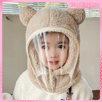 All-In-One Hat Face Masks Withstand Wind Winter Thicken Bears Multifunction Parent-Child Cap