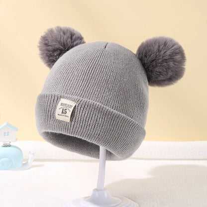 Winter Children Warm Baby Knitted Hats With Pom Pom