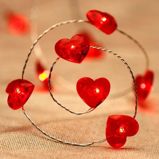 10/20LED Love Heart String Lights Red Heart Fairy Lights Garland For Wedding Birthday Party Home Decor Valentines Gift Girfriend