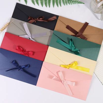 10PCS/Lot High Quality Ribbon Paper Envelopes Pearlescent Paper DIY Wedding Business Invitation Envelopes Gift Envelopes