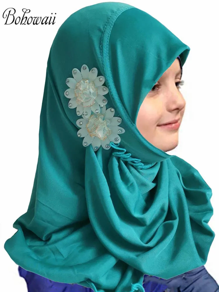 Instant Hijabs for Muslim Girl 2-7years Turbans Prayer Underscarf Kids Hijab Enfilable Ready To Wear Arab Cap