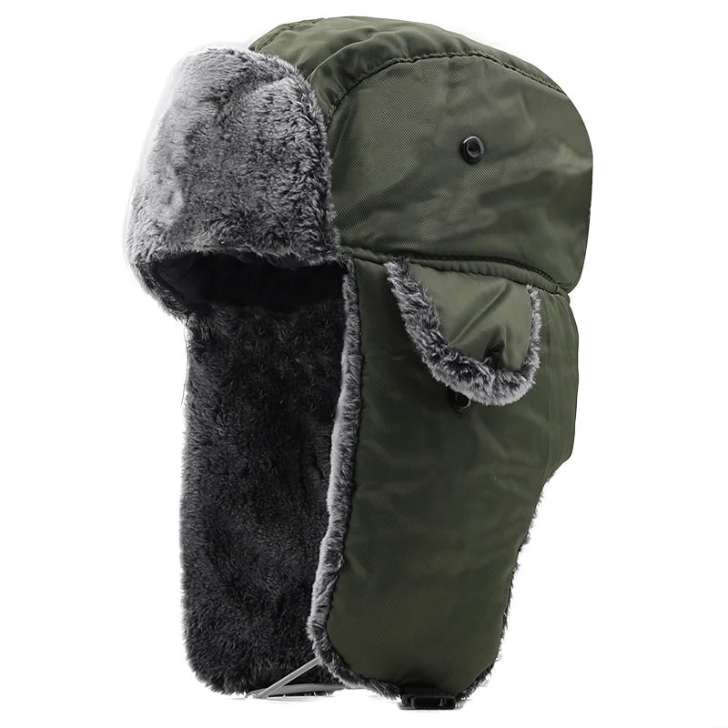 Unisex Men Women Russian Hat Trapper Bomber Warm Trooper Ear Flaps Winter Ski Hat Solid Fluffy Faux Fur Cap Headwear Bonnet