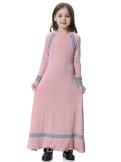 Girls Muslim Abaya Kids Long Sleeve Maxi Dress Turkey Arab Kaftan Islamic Party Holiday Gown Prayer Kaftan Robe Child Clorhing