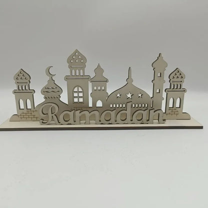 Ramadan Decorations Wooden LED Light Table Ornaments Islamic Muslim Eid Mubarak Supplies