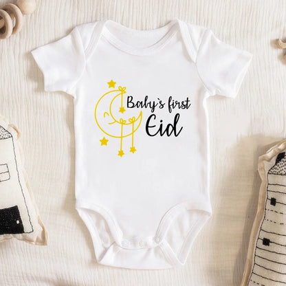 My First Ramadan Eid Baby Girl Clothes Cotton Short Sleeve Newborn Toddler Boys Bodysuit Baby Romper