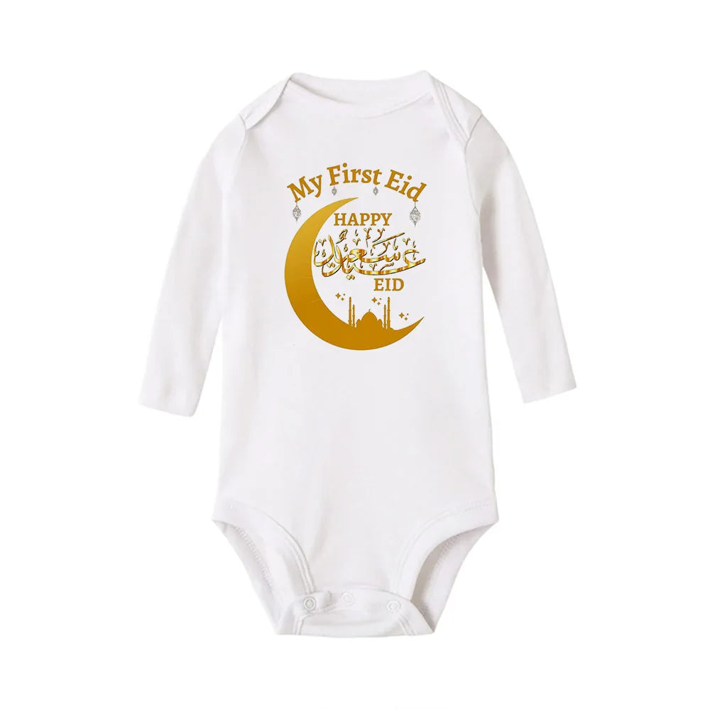 My First Eid Newborn Baby Long Sleeve Romper Fashion Casual Infant Clothes Eid Mubarak Outfit Clothes Islamic Holiday Best Gifts