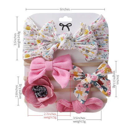 5Pcs/Set Baby Bows Lace Flower Headband