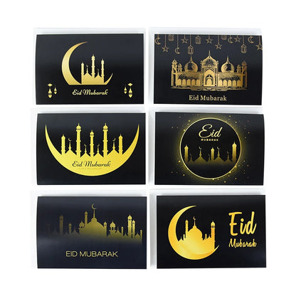 18Pcs/Set Eid Mubarak Greeting Cards Eid al-Fitr Greetings Cards Ramadan Note Cards with Envelopes Muslim Islamic Party Supplies