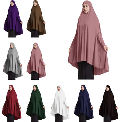 Eid Ramadan Prayer Garment Long Khimar Islamic Women Overhead Hijab Abaya Caftan Muslim Women Arab Tops Scarf Hooded Burqa Nikab