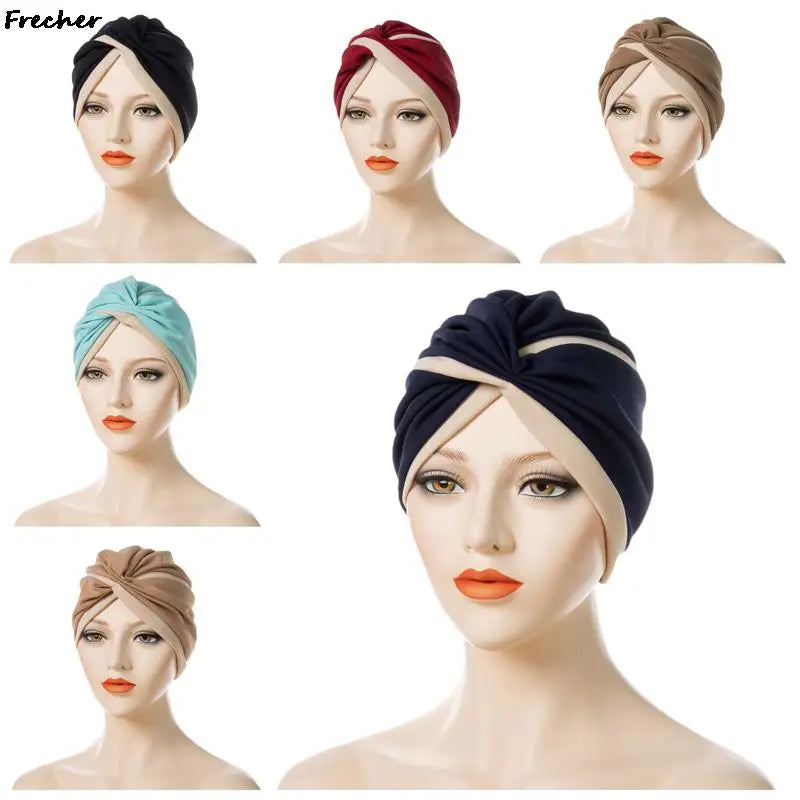 Muslim Scarf Hijabs Turbans African Headtie Braid Hat for Women Pleated Beanie Headwrap Hair Accessories Indian Bonnet Hats