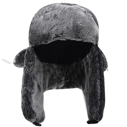 Unisex Men Women Russian Hat Trapper Bomber Warm Trooper Ear Flaps Winter Ski Hat Solid Fluffy Faux Fur Cap Headwear Bonnet