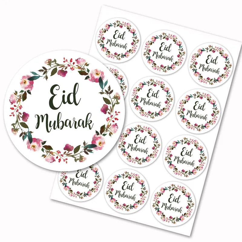 60/120Pcs Ramadan Eid Mubarak Decoration Gift Sticker Label Gift Box Seal Sticker Islamic Muslim Eid Mubarak Holiday Decorations