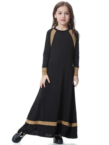 Girls Muslim Abaya Kids Long Sleeve Maxi Dress Turkey Arab Kaftan Islamic Party Holiday Gown Prayer Kaftan Robe Child Clorhing