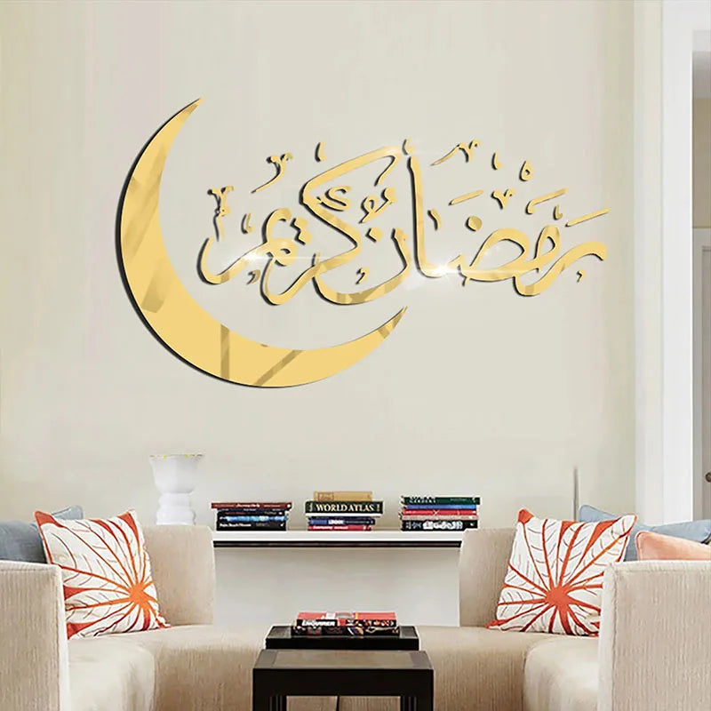 Eid Mubarak Moon Wall Stickers Ramadan Decorations for Home DIY Decal Islamic Ramadan Kareem Muslim Party Decor Eid Al Adh Gifts