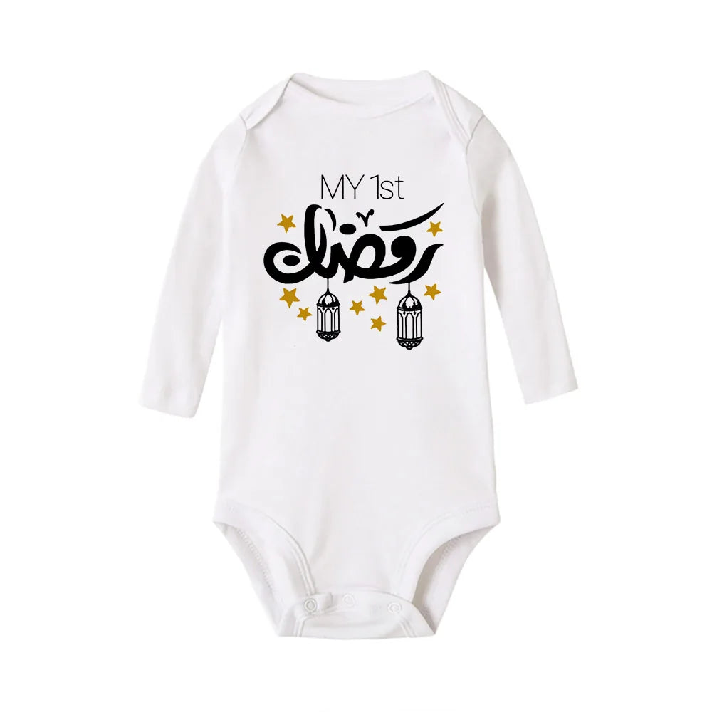 My First Eid Newborn Baby Long Sleeve Romper Fashion Casual Infant Clothes Eid Mubarak Outfit Clothes Islamic Holiday Best Gifts