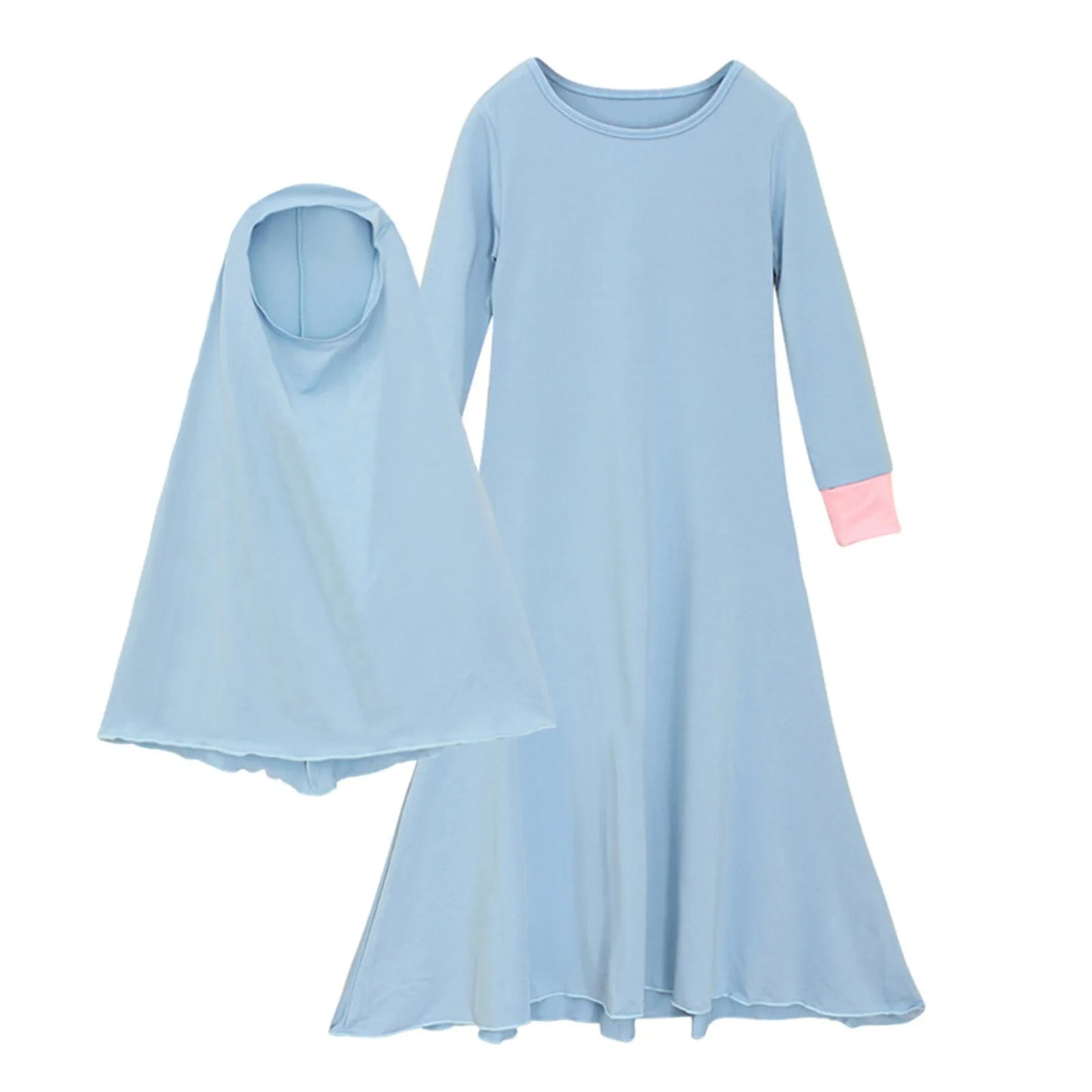 Muslim Islamic Girls' Ramadan Abaya With Hijab Full Length Robe Burka Maxi Little Kid Toddler Baby Girl Dresses 1 to 14 Years