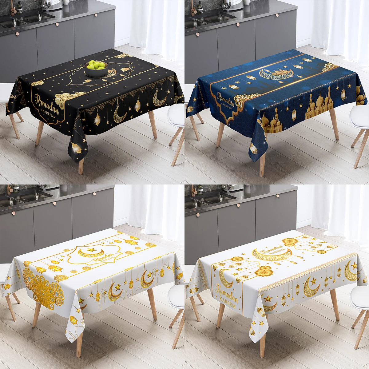 Eid Mubarak Tablecloths Ramadan Decoration for Home 2024 Islamic Muslim Party Decor Ramadan Tableware Supplies Eid Al Adha Gift