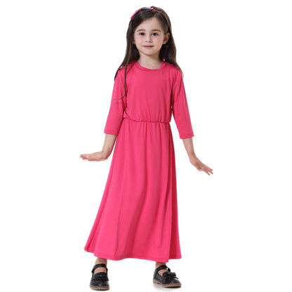 Girls Muslim Abaya Kids Long Sleeve Maxi Dress Turkey Arab Kaftan Islamic Party Holiday Gown Prayer Kaftan Robe Child Clorhing